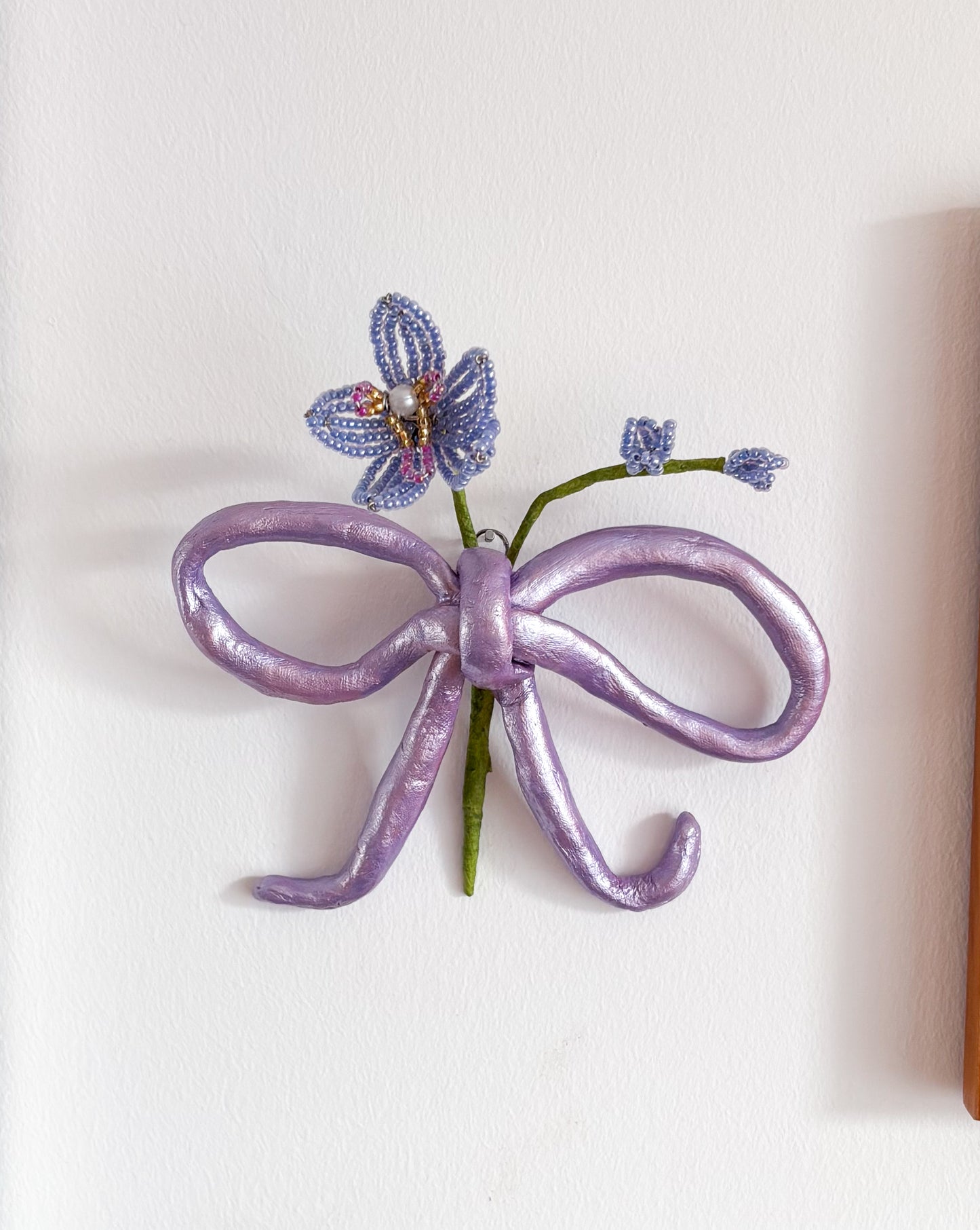 Purple Bow with Orchid Stem