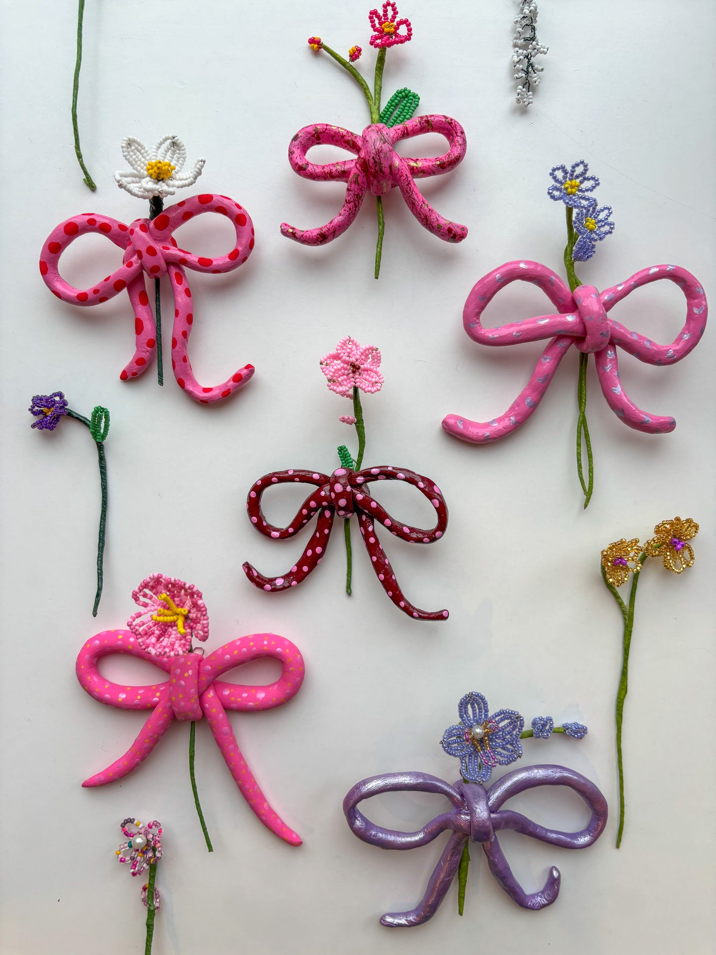 Purple Bow with Orchid Stem